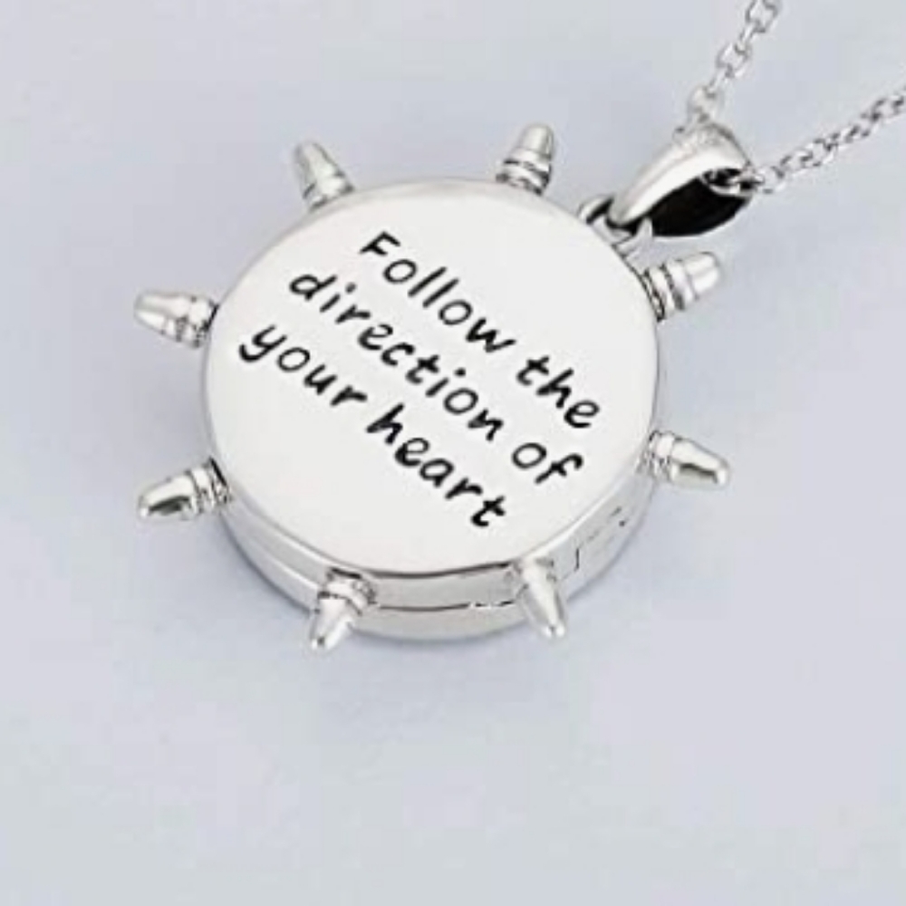 D18 Sterling Locket Compass Rudder Keepsake - Picture 3 of 9